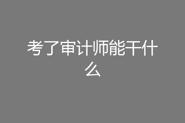 考了审计师能干什么