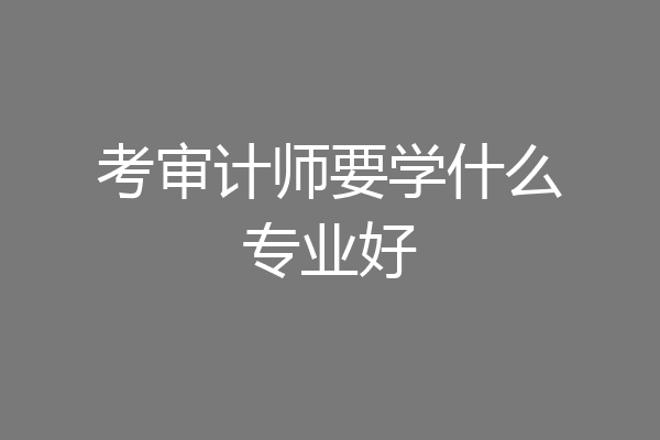 考审计师要学什么专业好