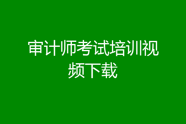 审计师考试培训视频下载