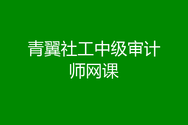 青翼社工中级审计师网课