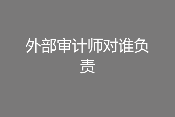 外部审计师对谁负责