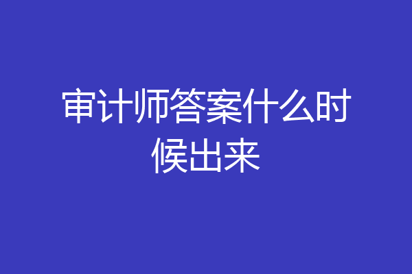 审计师答案什么时候出来