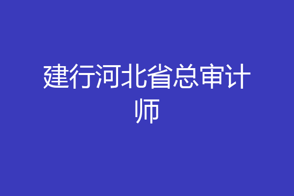 建行河北省总审计师