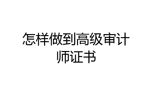 怎样做到高级审计师证书