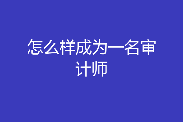 怎么样成为一名审计师