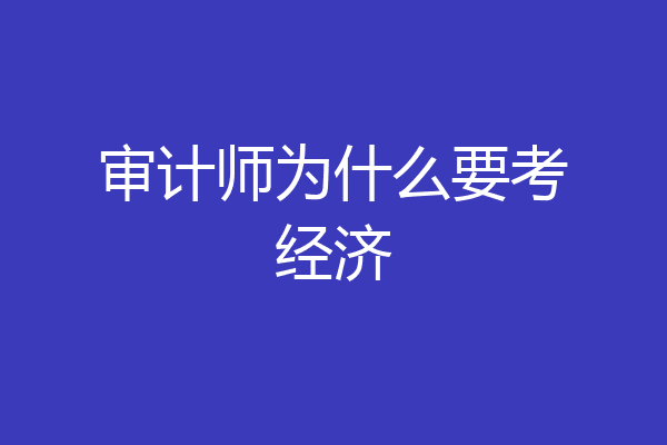 审计师为什么要考经济