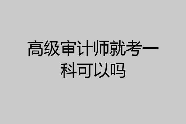 高级审计师就考一科可以吗
