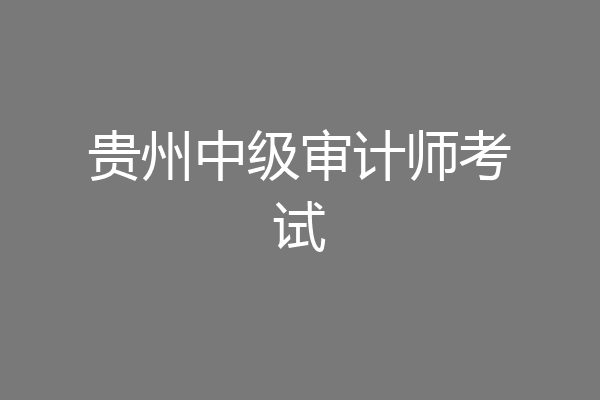 贵州中级审计师考试