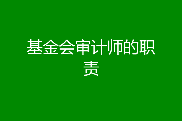 基金会审计师的职责