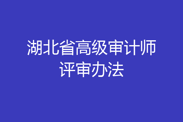 湖北省高级审计师评审办法