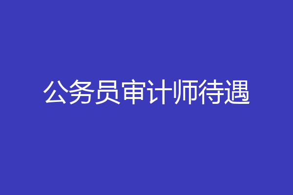 公务员审计师待遇