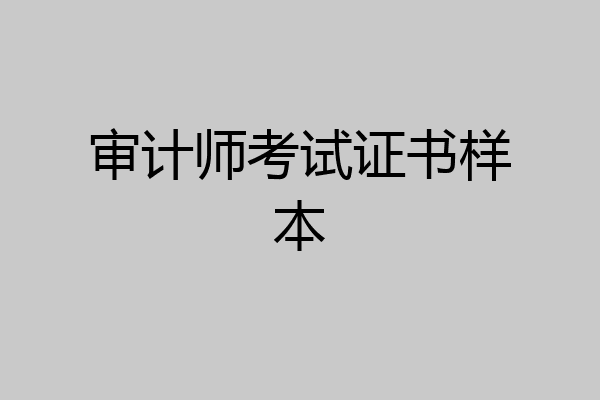 审计师考试证书样本