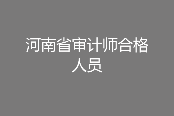 河南省审计师合格人员
