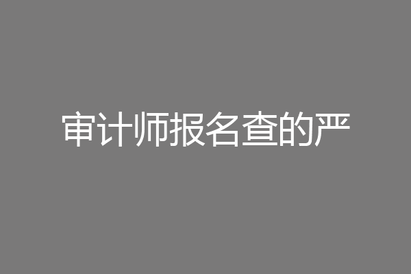审计师报名查的严