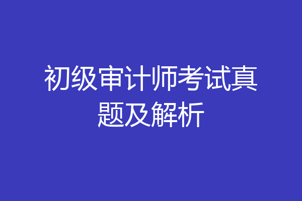 初级审计师考试真题及解析