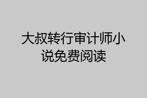 大叔转行审计师小说免费阅读