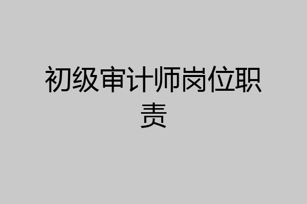 初级审计师岗位职责