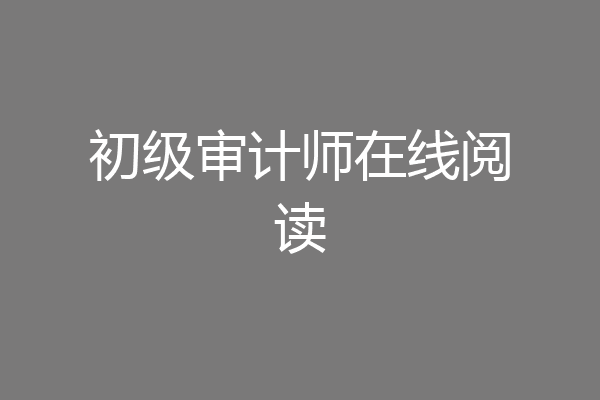 初级审计师在线阅读