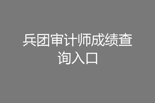 兵团审计师成绩查询入口