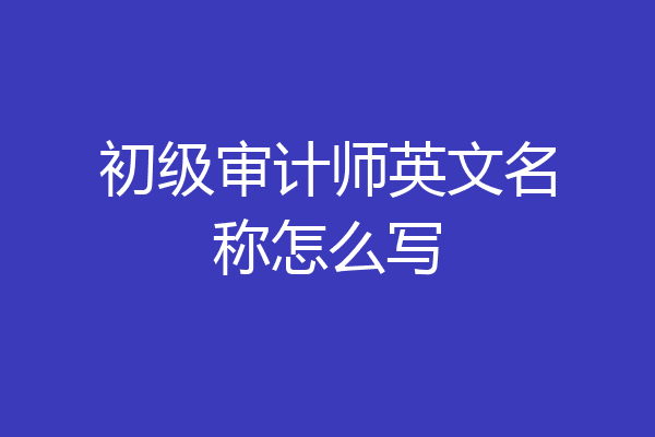 初级审计师英文名称怎么写