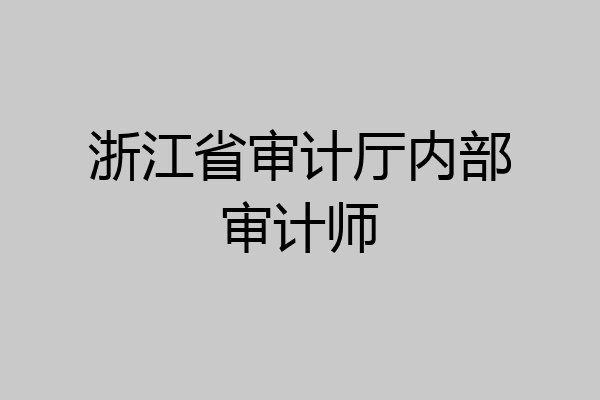 浙江省审计厅内部审计师