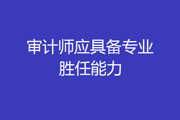 审计师应具备专业胜任能力