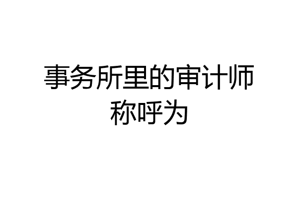 事务所里的审计师称呼为