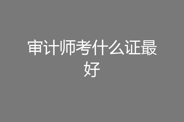 审计师考什么证最好