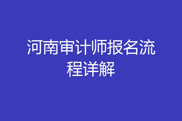 河南审计师报名流程详解