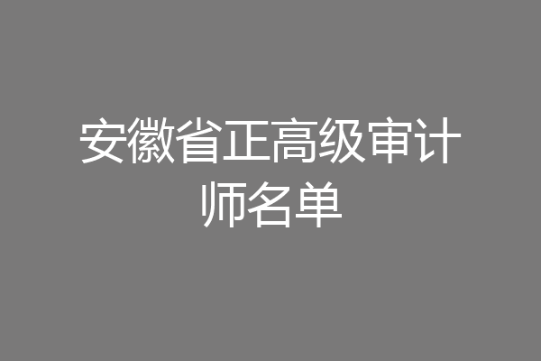 安徽省正高级审计师名单