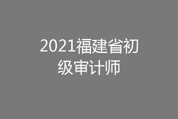 2021福建省初级审计师