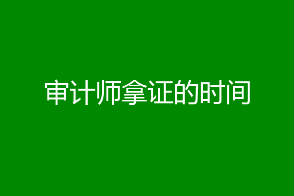 审计师拿证的时间