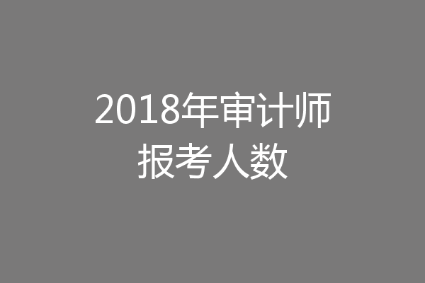 2018年审计师报考人数