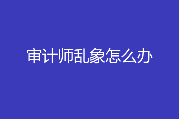 审计师乱象怎么办