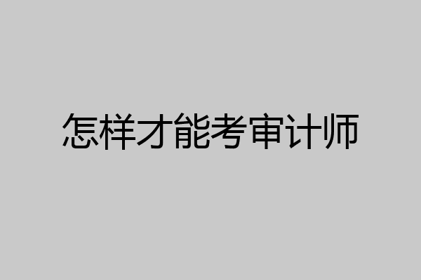 怎样才能考审计师