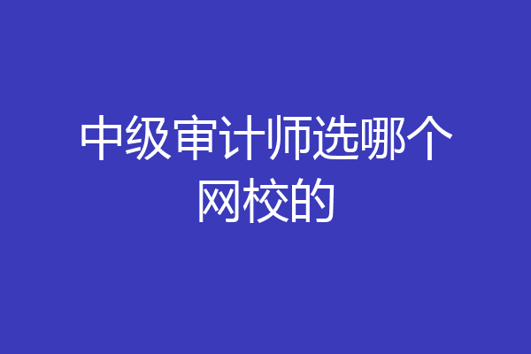 中级审计师选哪个网校的