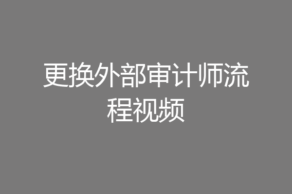 更换外部审计师流程视频