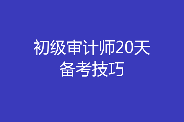 初级审计师20天备考技巧