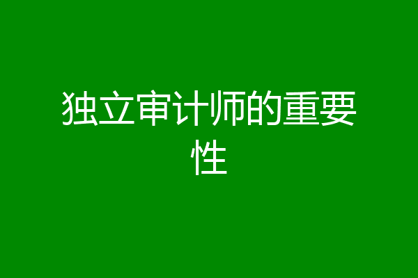 独立审计师的重要性