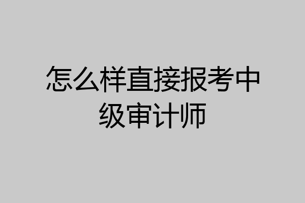 怎么样直接报考中级审计师