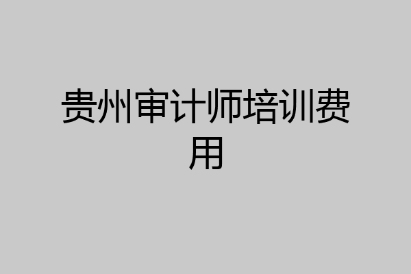 贵州审计师培训费用