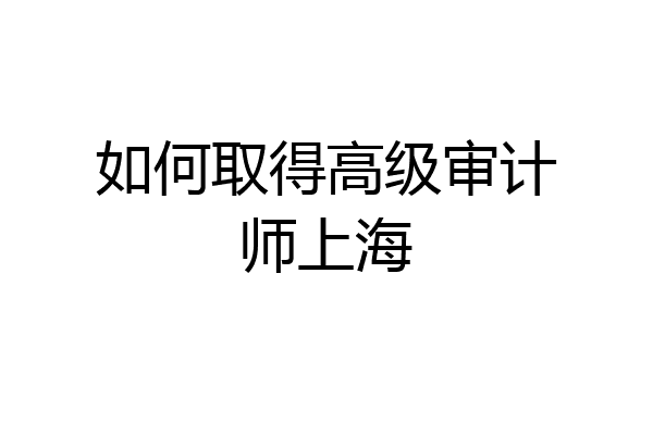 如何取得高级审计师上海