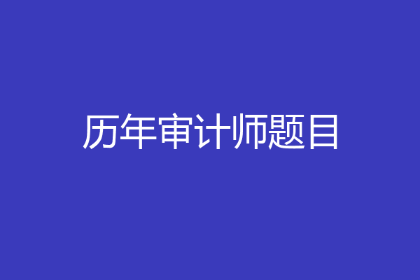 历年审计师题目