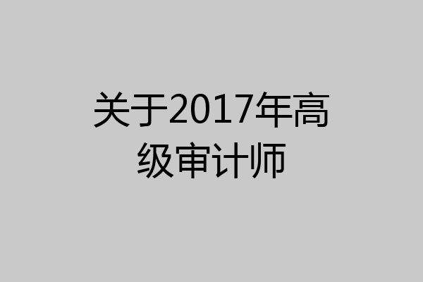 关于2017年高级审计师