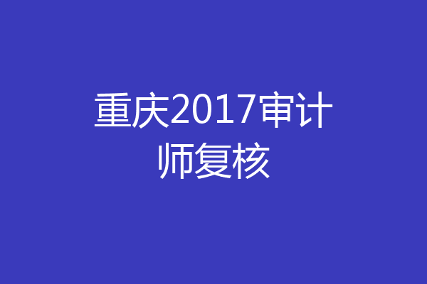 重庆2017审计师复核