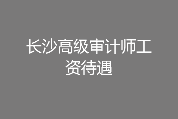 长沙高级审计师工资待遇