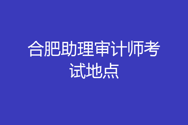 合肥助理审计师考试地点