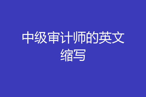 中级审计师的英文缩写