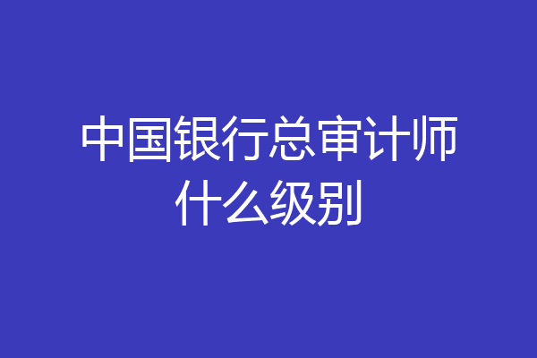 中国银行总审计师什么级别