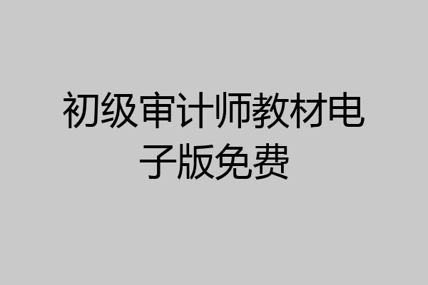 初级审计师教材电子版免费